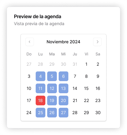 Interfaz de vista previa de la agenda de servicio del software Soft Planner